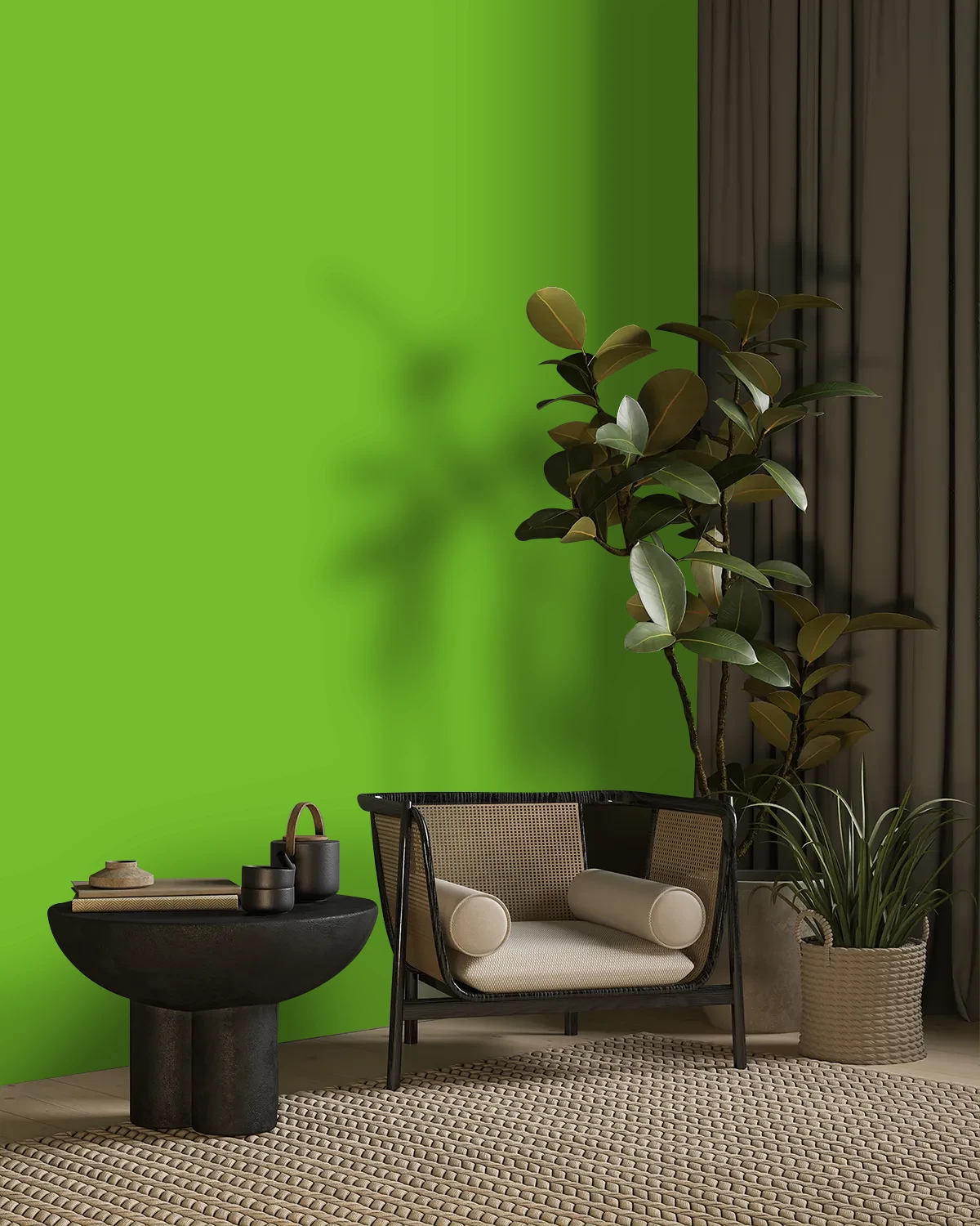 Nippon Paint's SPORTS GREEN color on a beautifully decorated wall.