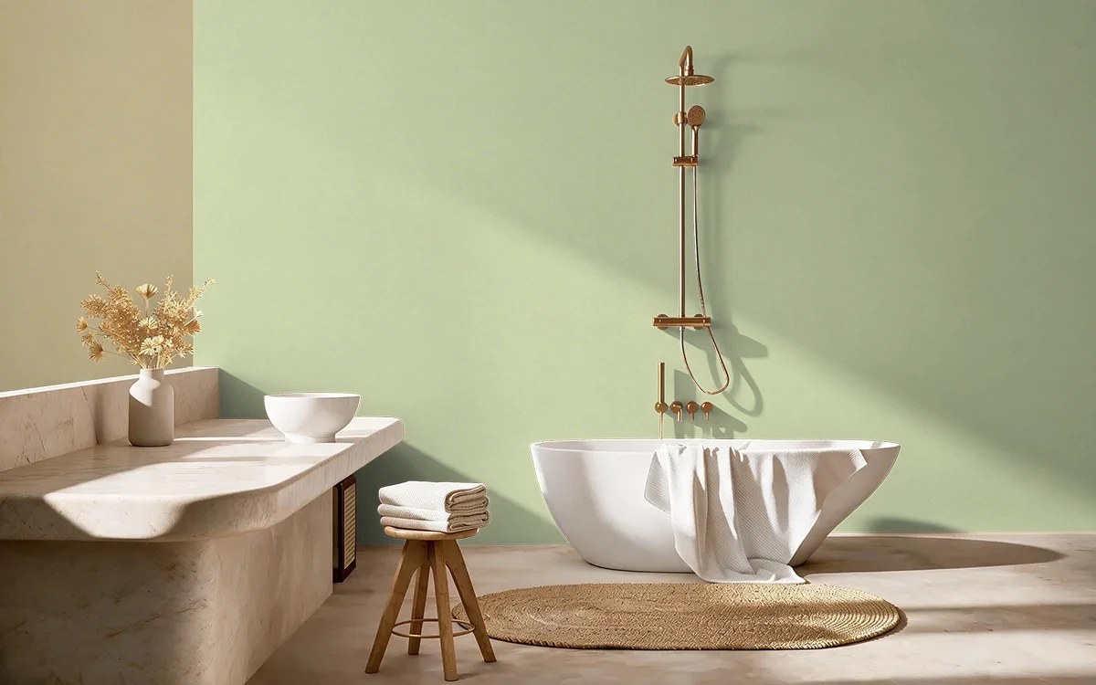 Nippon Paint's SPRING KISSED color on different wall surfaces.