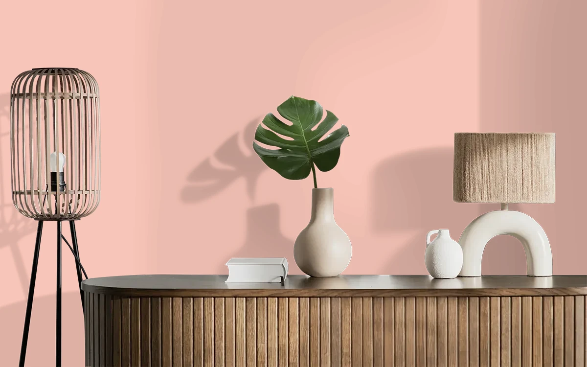 Nippon Paint's SPRING SONG color on different wall surfaces.