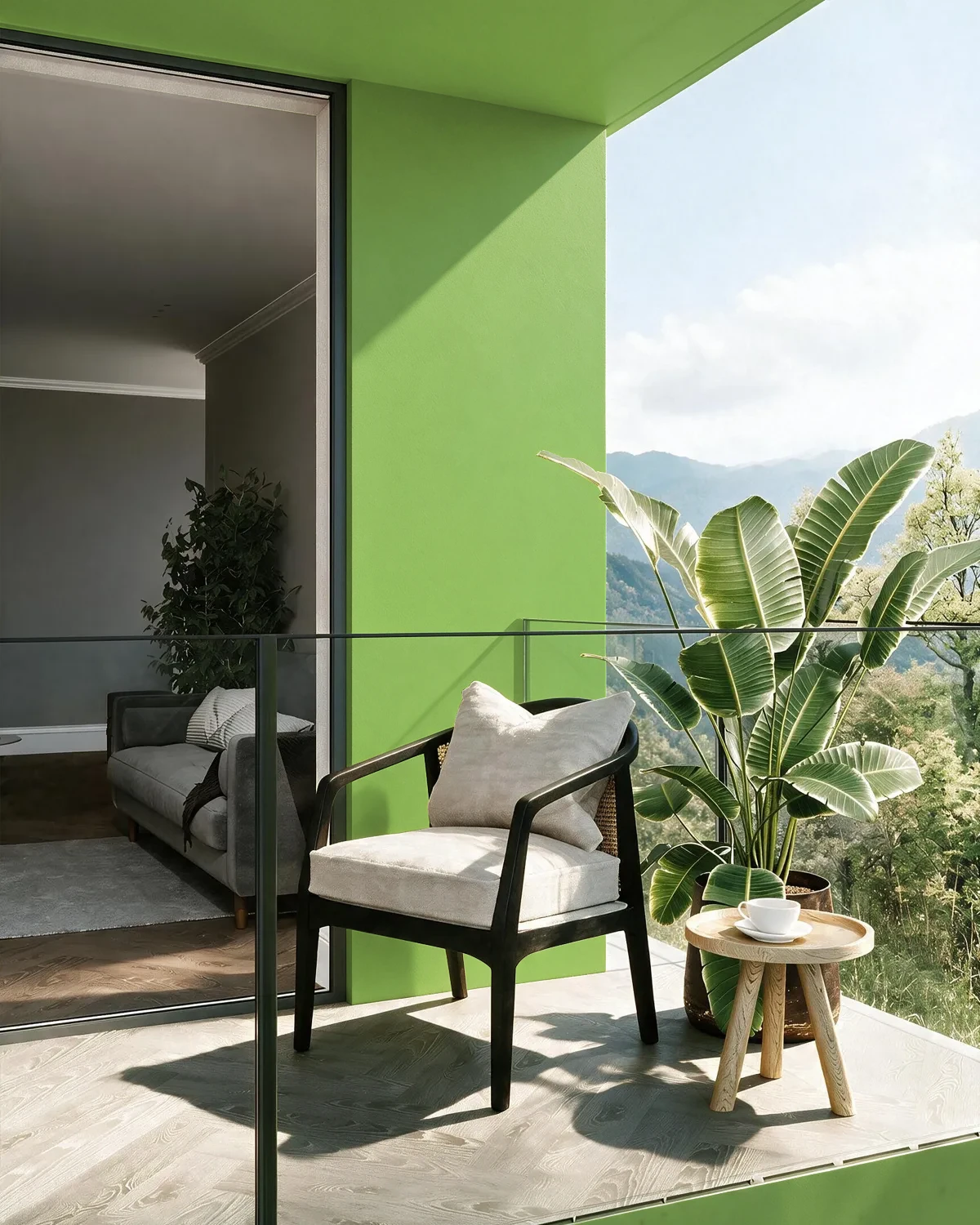 Nippon Paint's SPRINTER GREEN color on a beautifully decorated wall.