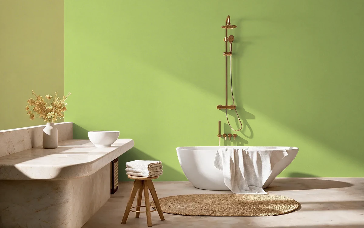 Nippon Paint's SPRITELY STEP color on different wall surfaces.