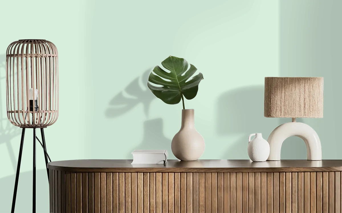Nippon Paint's SPRUCE color on different wall surfaces.