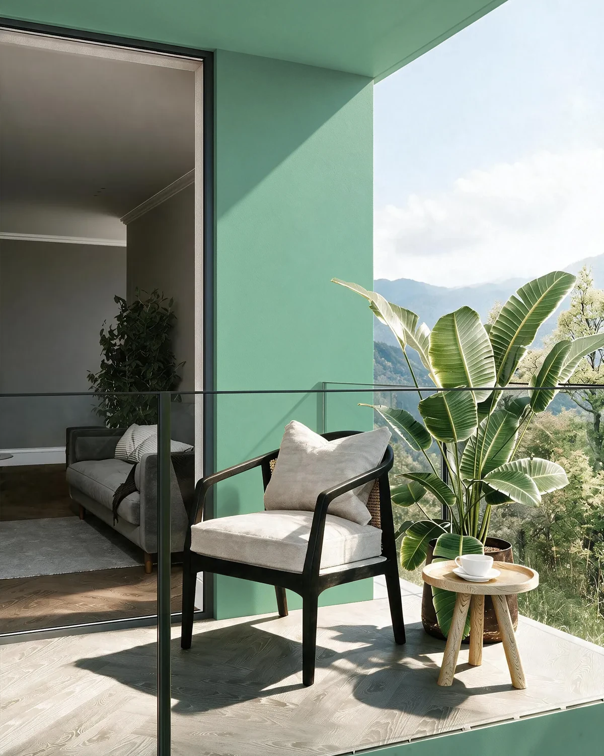 Nippon Paint's SPUN GREEN color on a beautifully decorated wall.