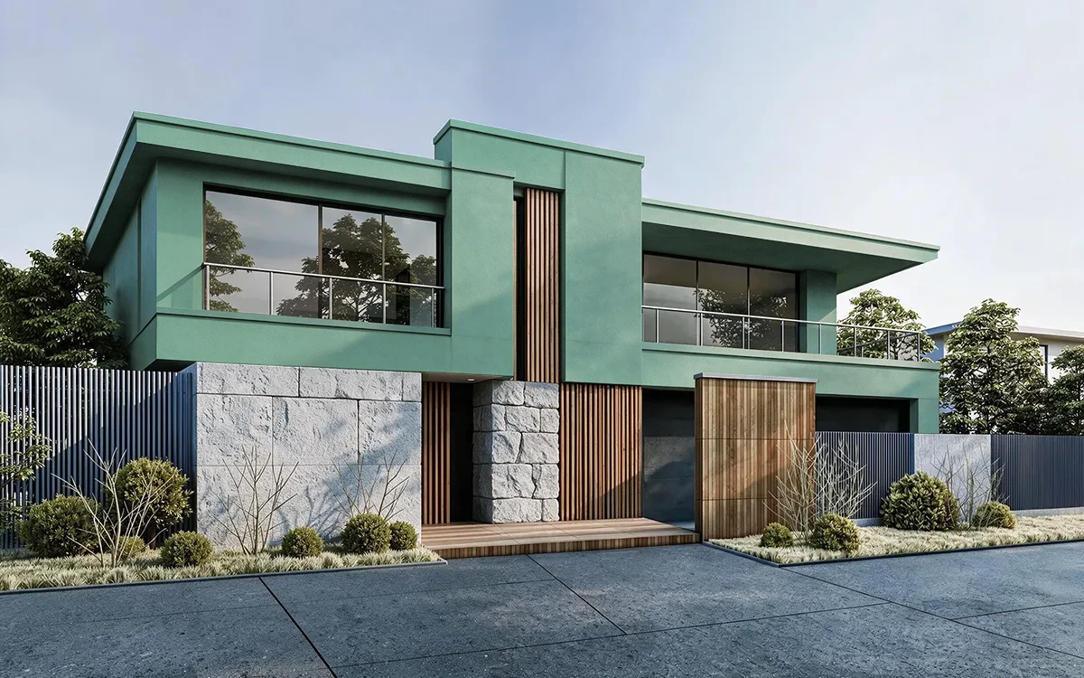 Nippon Paint's SPUN GREEN color on different wall surfaces.