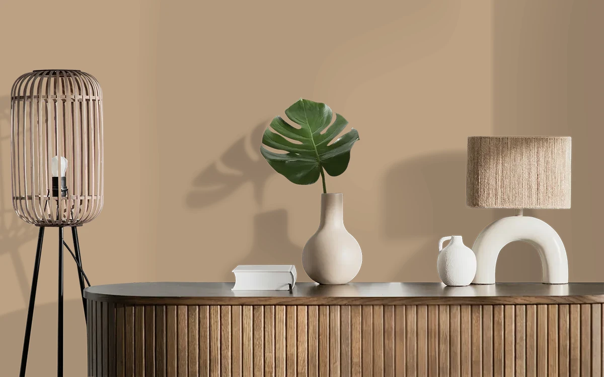 Nippon Paint's STAIRSTEP color on different wall surfaces.