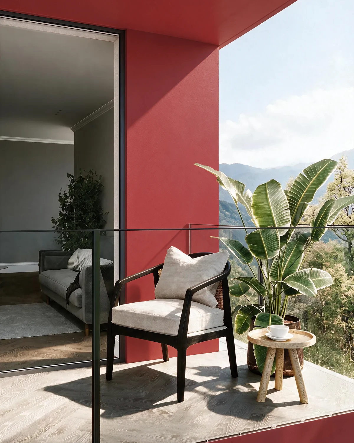 Nippon Paint's STARK RED color on a beautifully decorated wall.