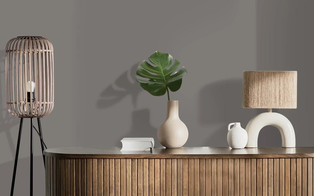 Nippon Paint's STEEL BAR color on different wall surfaces.