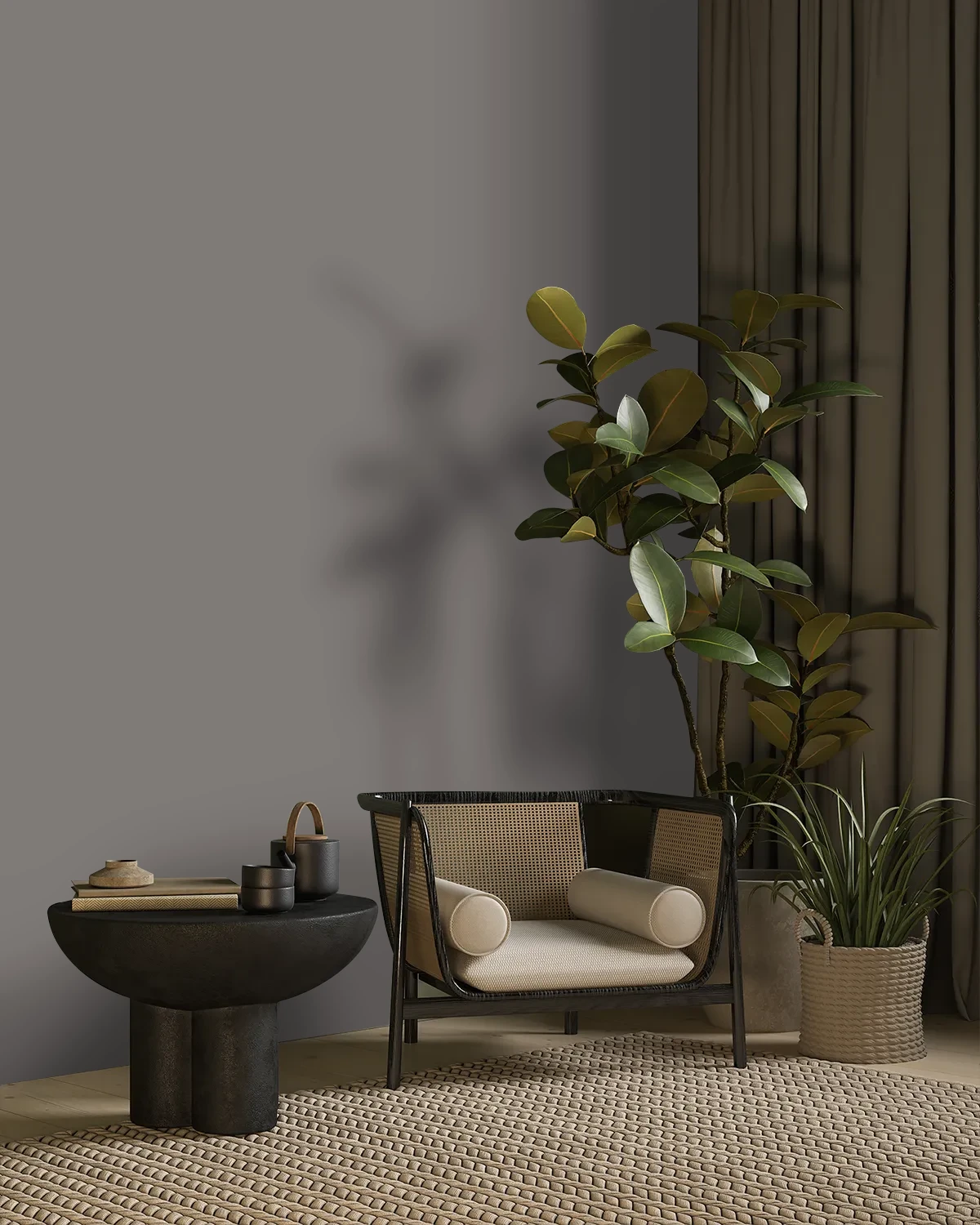 Nippon Paint's STEEL BAR color on a beautifully decorated wall.