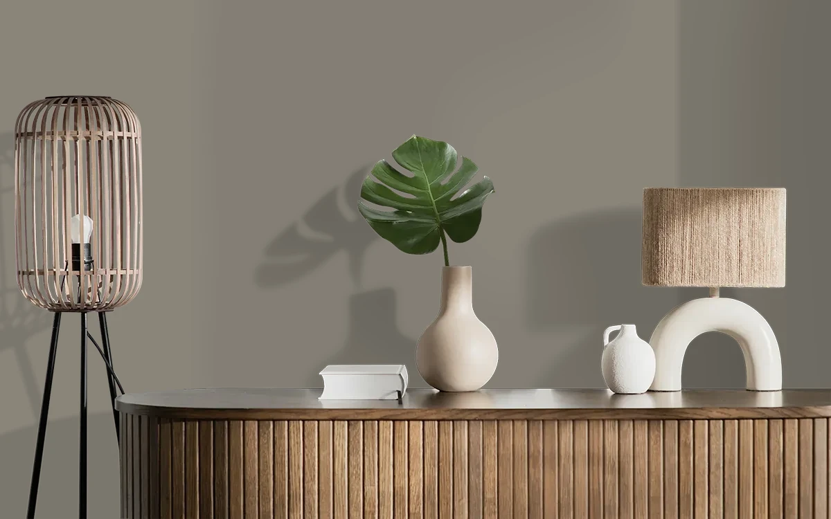 Nippon Paint's STINGRAY GRAY color on different wall surfaces.