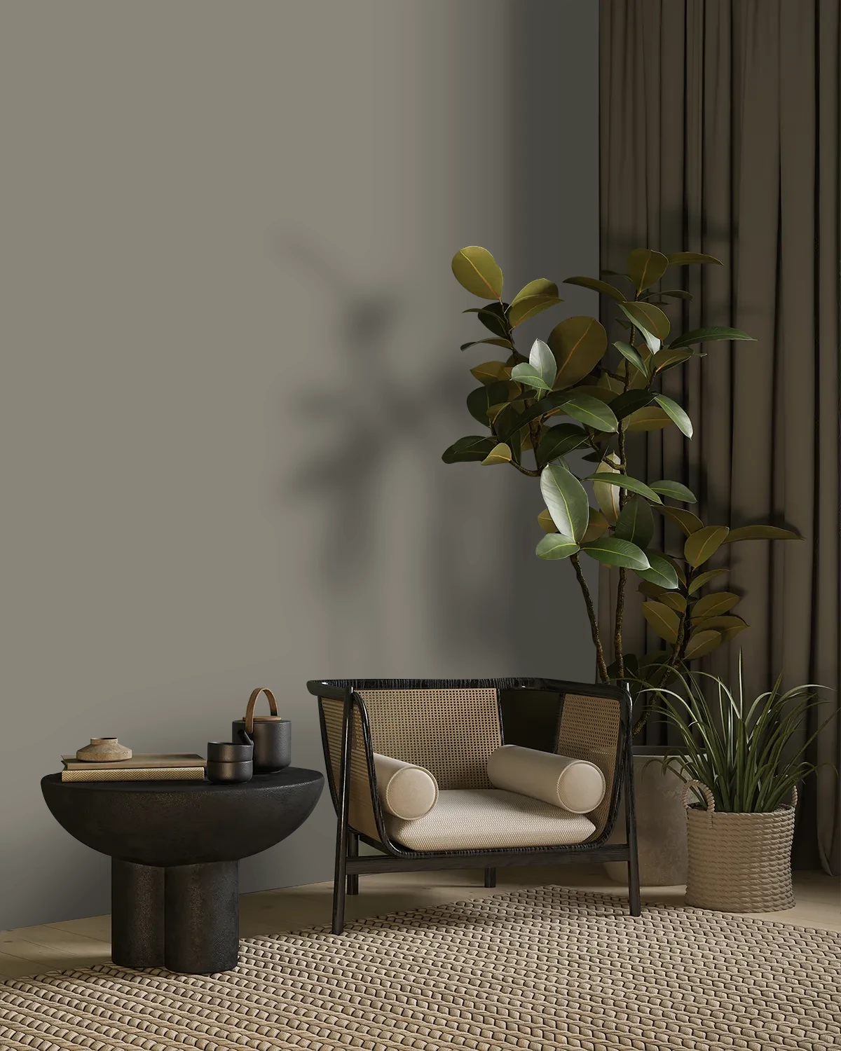 Nippon Paint's STINGRAY GRAY color on a beautifully decorated wall.