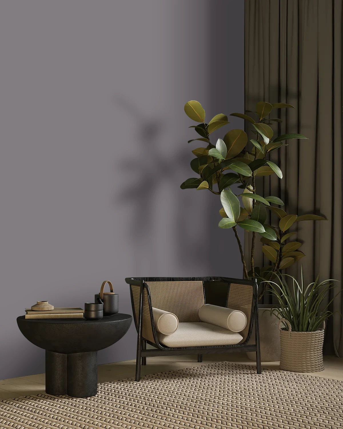 Nippon Paint's STONE BENCH color on a beautifully decorated wall.