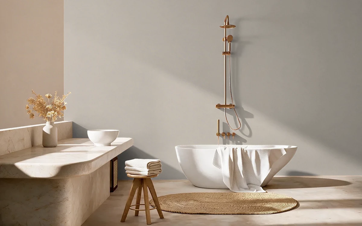 Nippon Paint's STONE MACHET color on different wall surfaces.