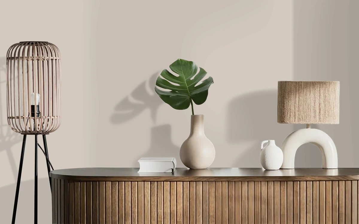 Nippon Paint's STONE MACHET color on different wall surfaces.