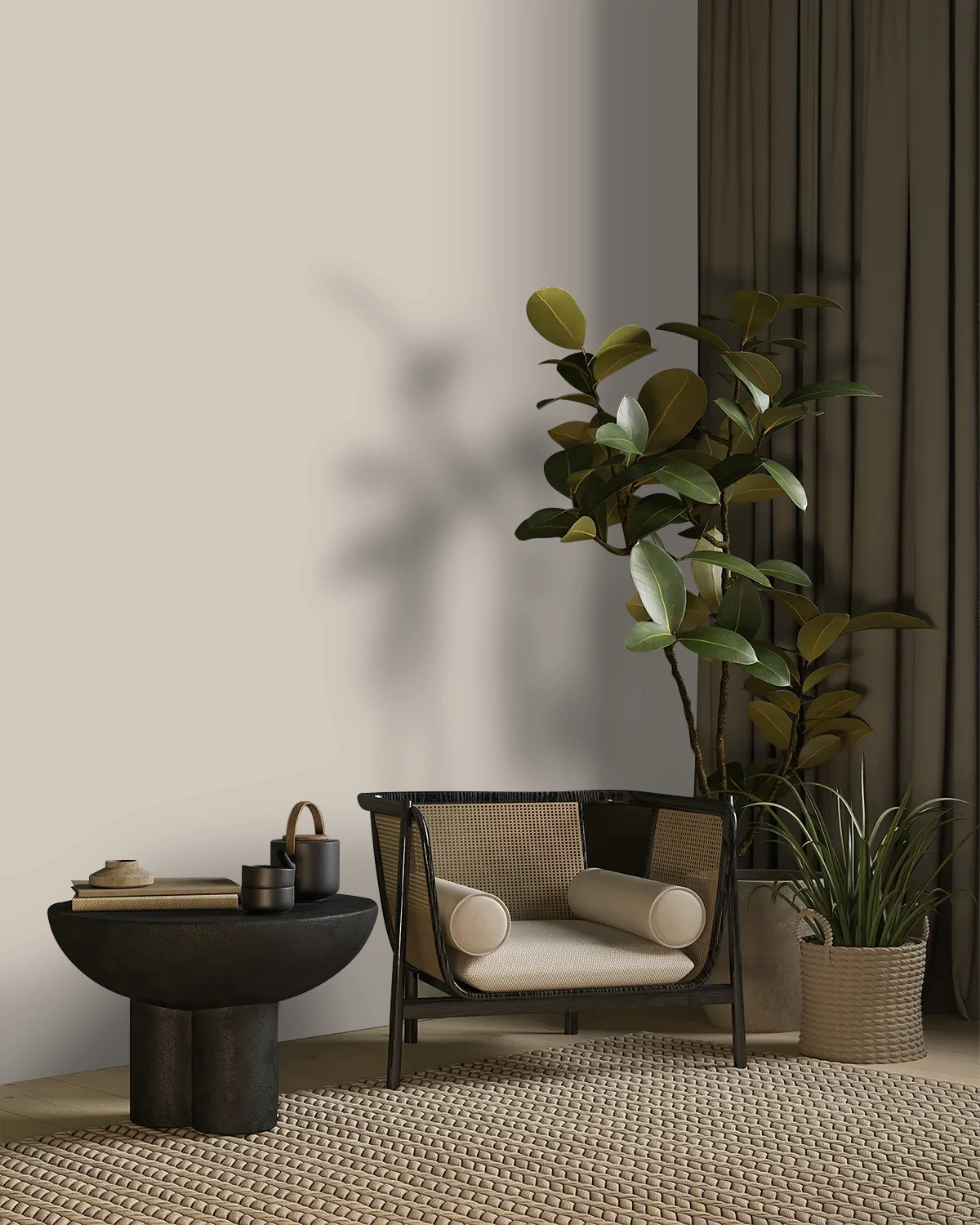 Nippon Paint's STONE MACHET color on a beautifully decorated wall.