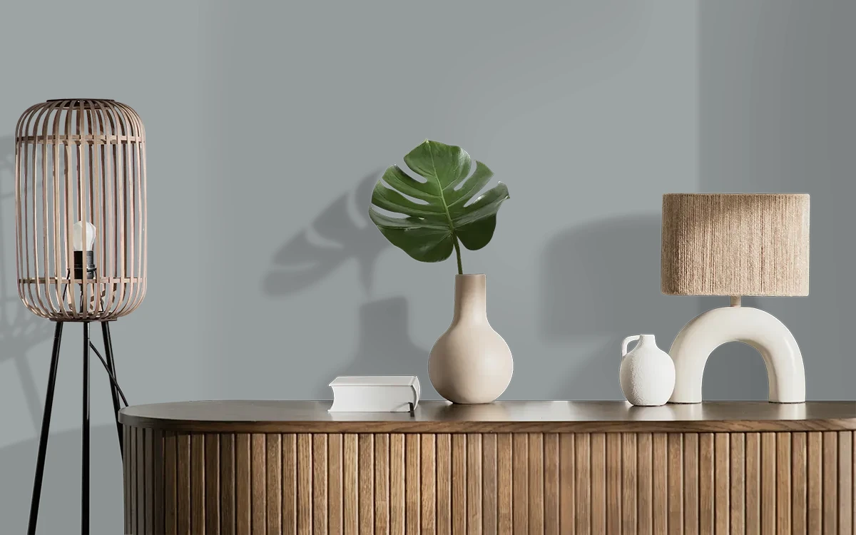 Nippon Paint's STORMY HUES color on different wall surfaces.