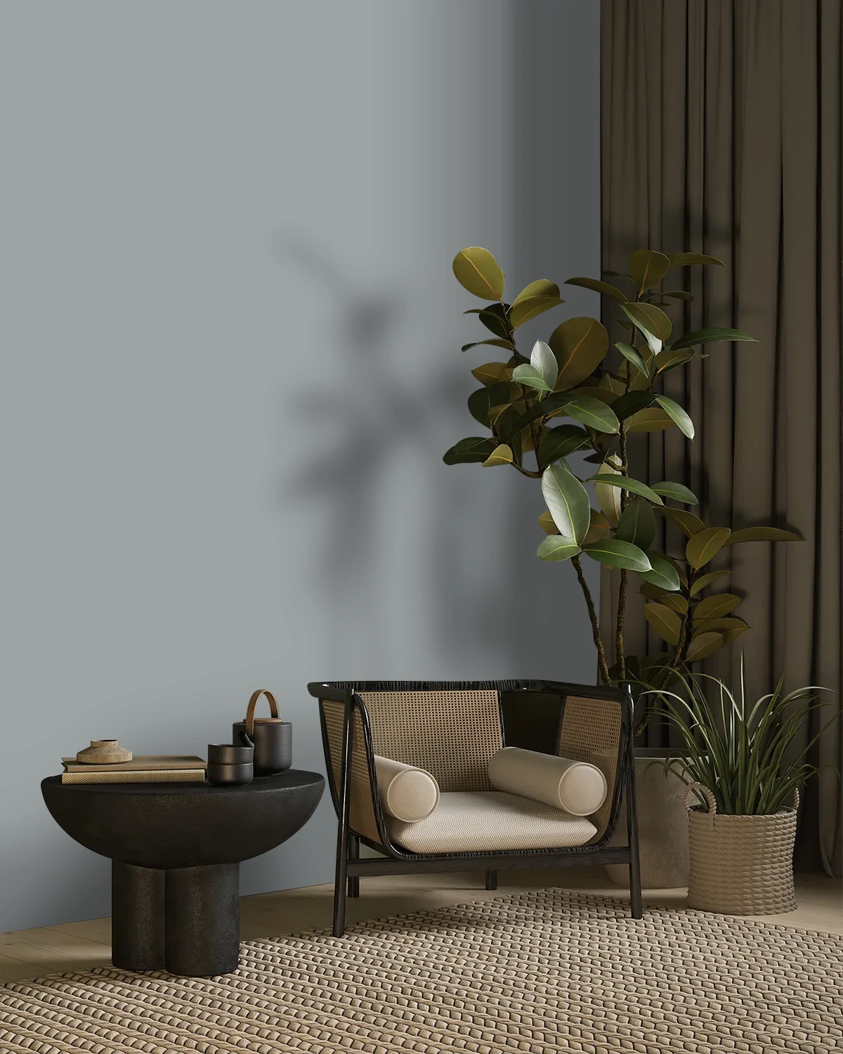 Nippon Paint's STORMY HUES color on a beautifully decorated wall.