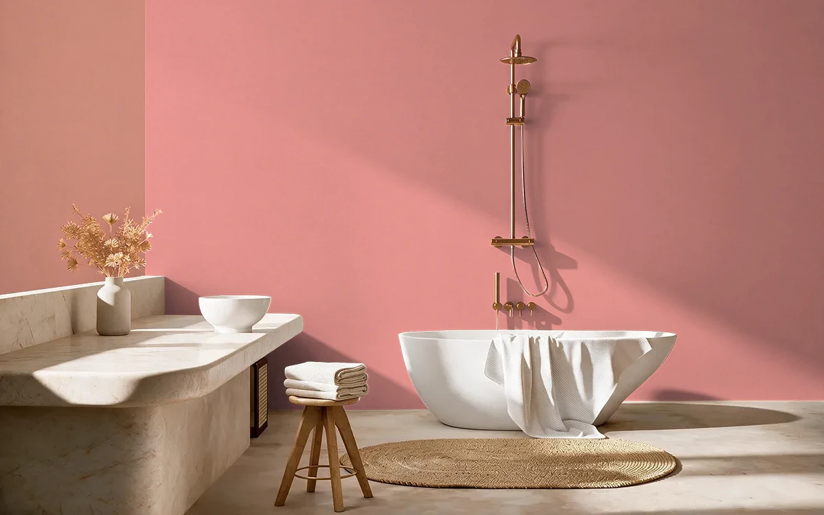Nippon Paint's STRAWBERRY ICE color on different wall surfaces.
