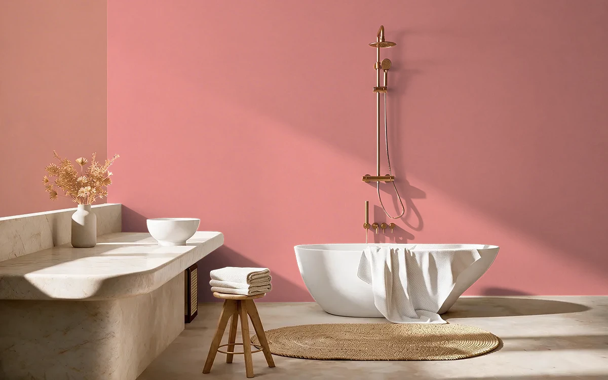 Nippon Paint's STRAWBERRY ICE color on different wall surfaces.