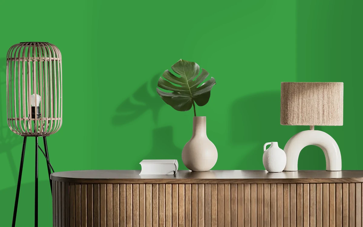 Nippon Paint's STUNNING GREEN color on different wall surfaces.