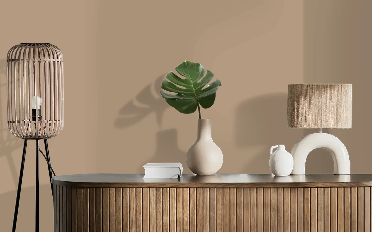 Nippon Paint's STYLISH AUBURN color on different wall surfaces.