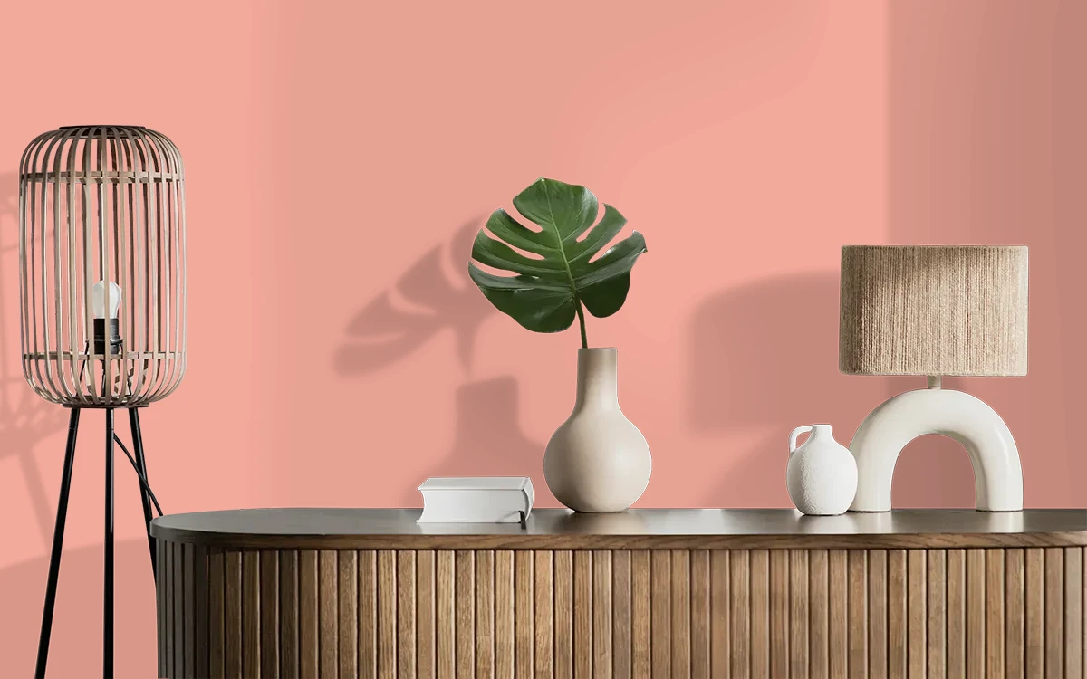 Nippon Paint's SUMMER BERRY color on different wall surfaces.