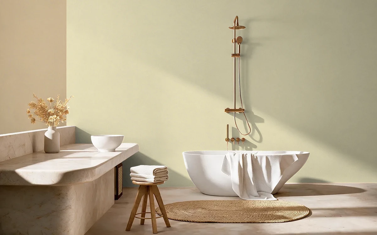 Nippon Paint's SUMMER'S DAY color on different wall surfaces.