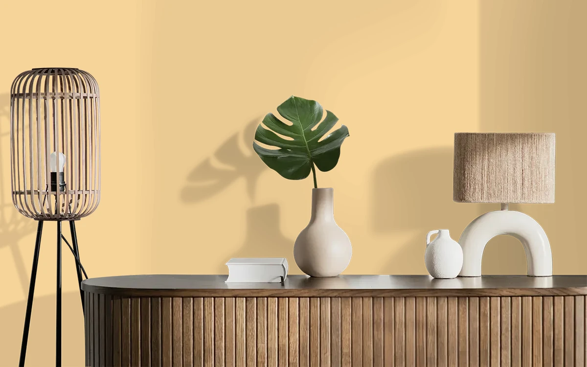 Nippon Paint's SUN DRENCHED color on different wall surfaces.