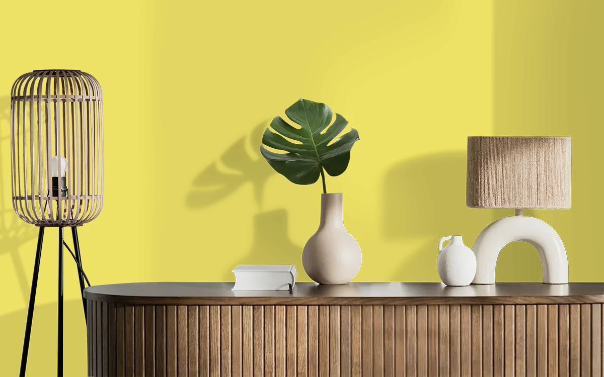 Nippon Paint's SUNDAY FROCK color on different wall surfaces.