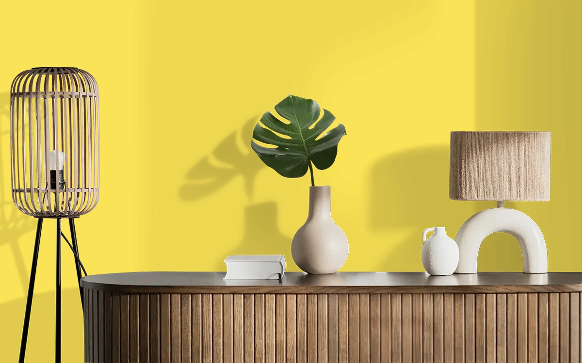 Nippon Paint's SUNDRESS color on different wall surfaces.