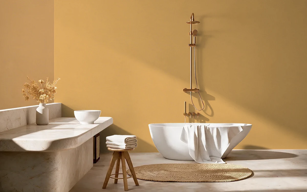 Nippon Paint's SUNFLOWER ISLAND color on different wall surfaces.