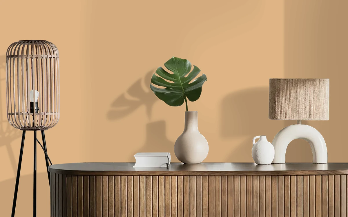 Nippon Paint's SUNRISE GLEAM color on different wall surfaces.