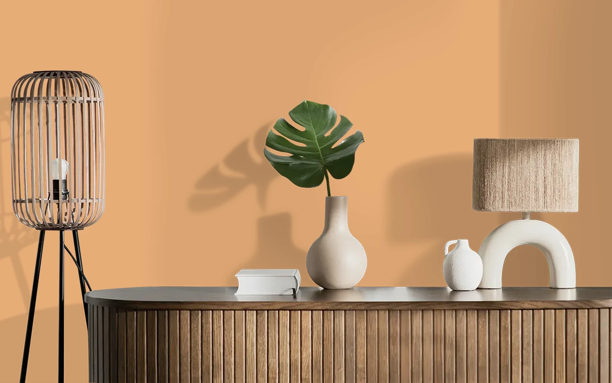 Nippon Paint's SUNRISE RADIANT color on different wall surfaces.