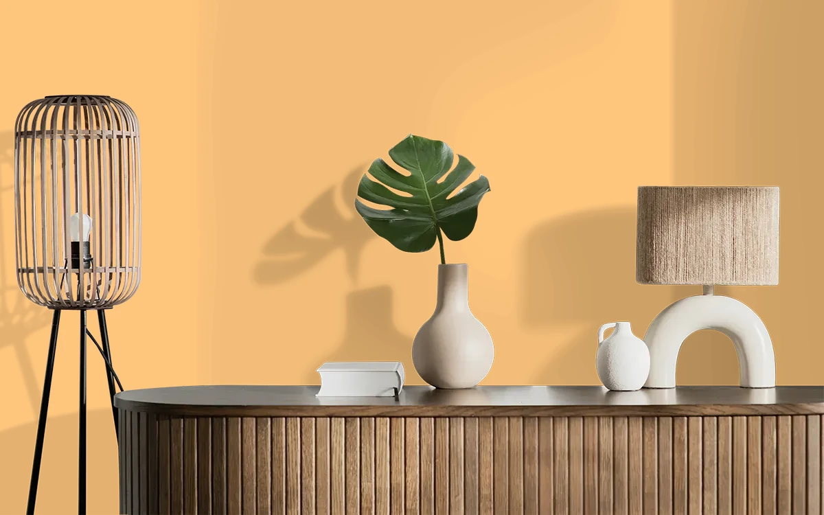 Nippon Paint's SUN'S ENCHANTMENT color on different wall surfaces.