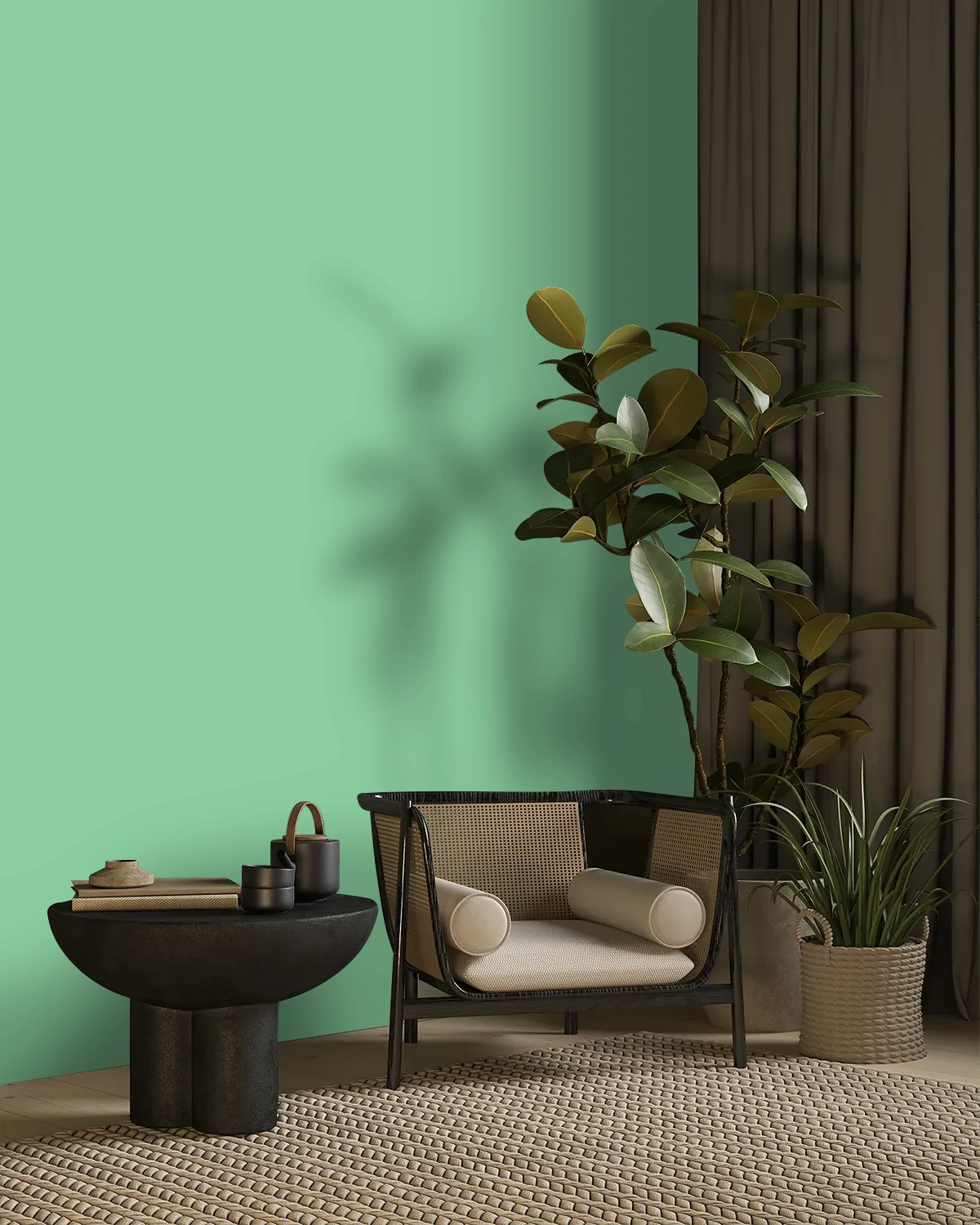 Nippon Paint's SURREY GREEN color on a beautifully decorated wall.