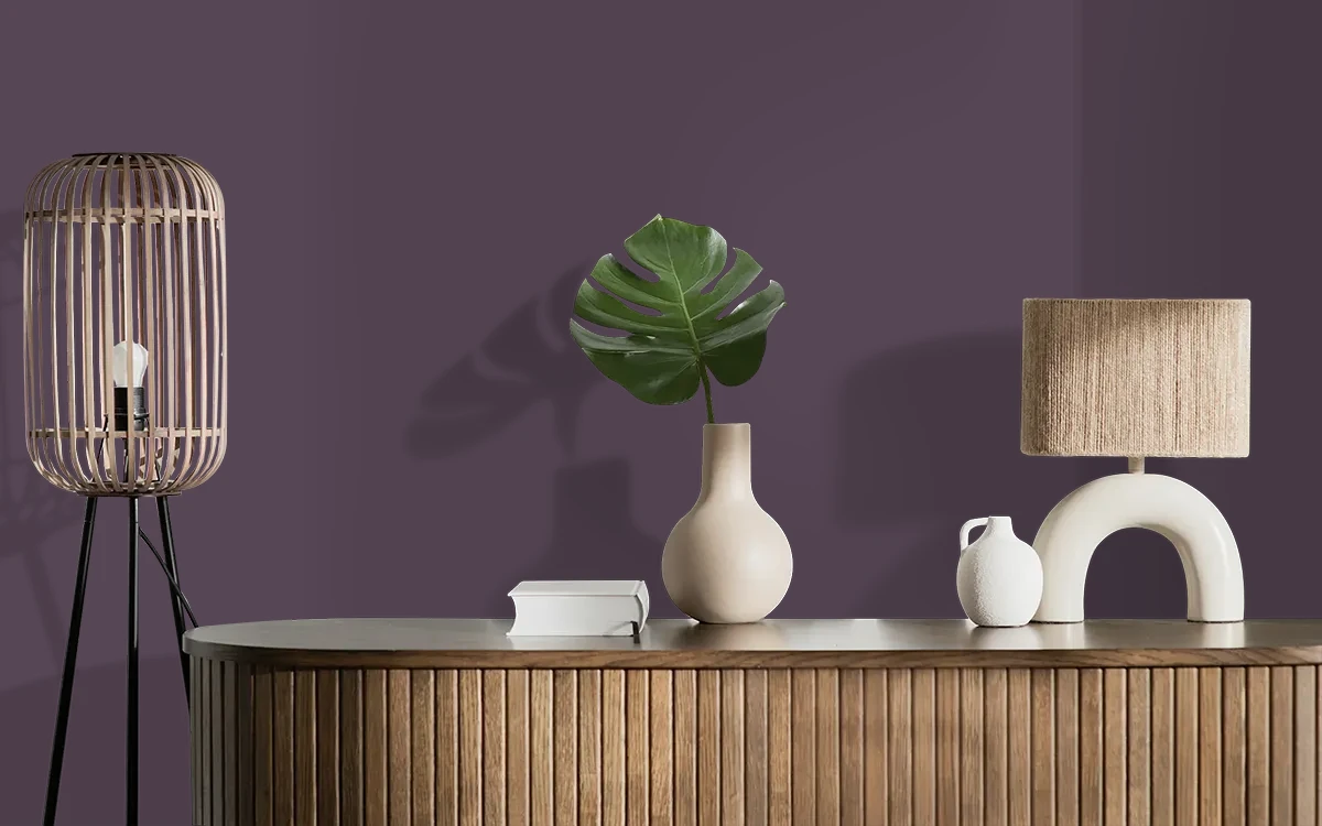 Nippon Paint's SWEET AUGBERINE color on different wall surfaces.