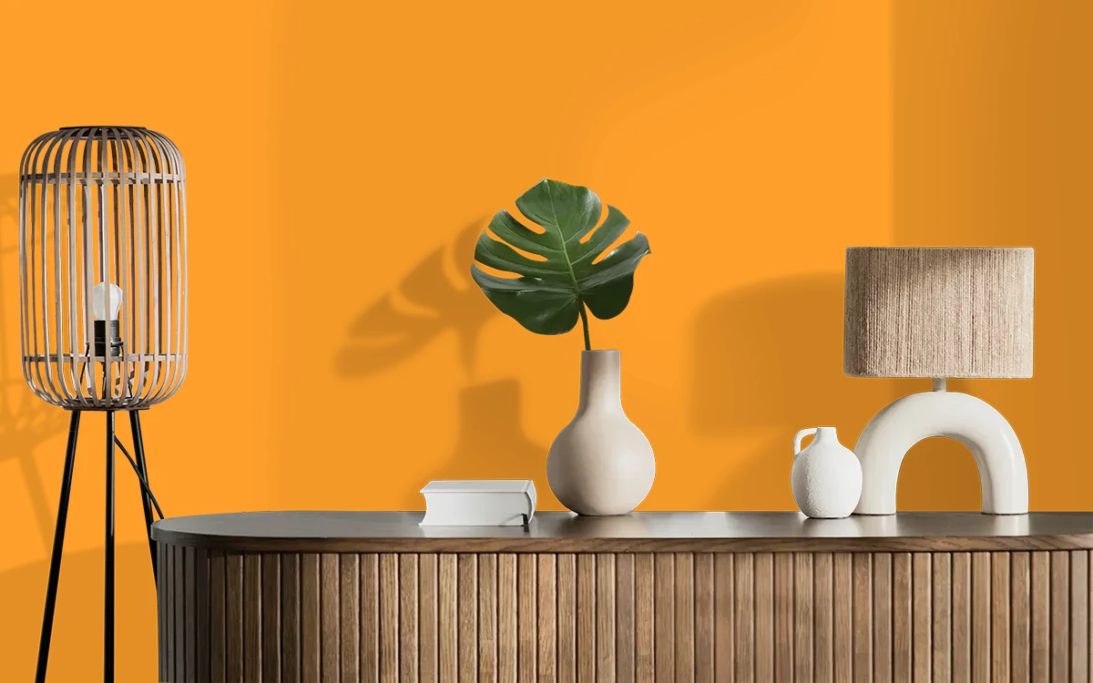 Nippon Paint's SWEET GRAPEFRUIT color on different wall surfaces.