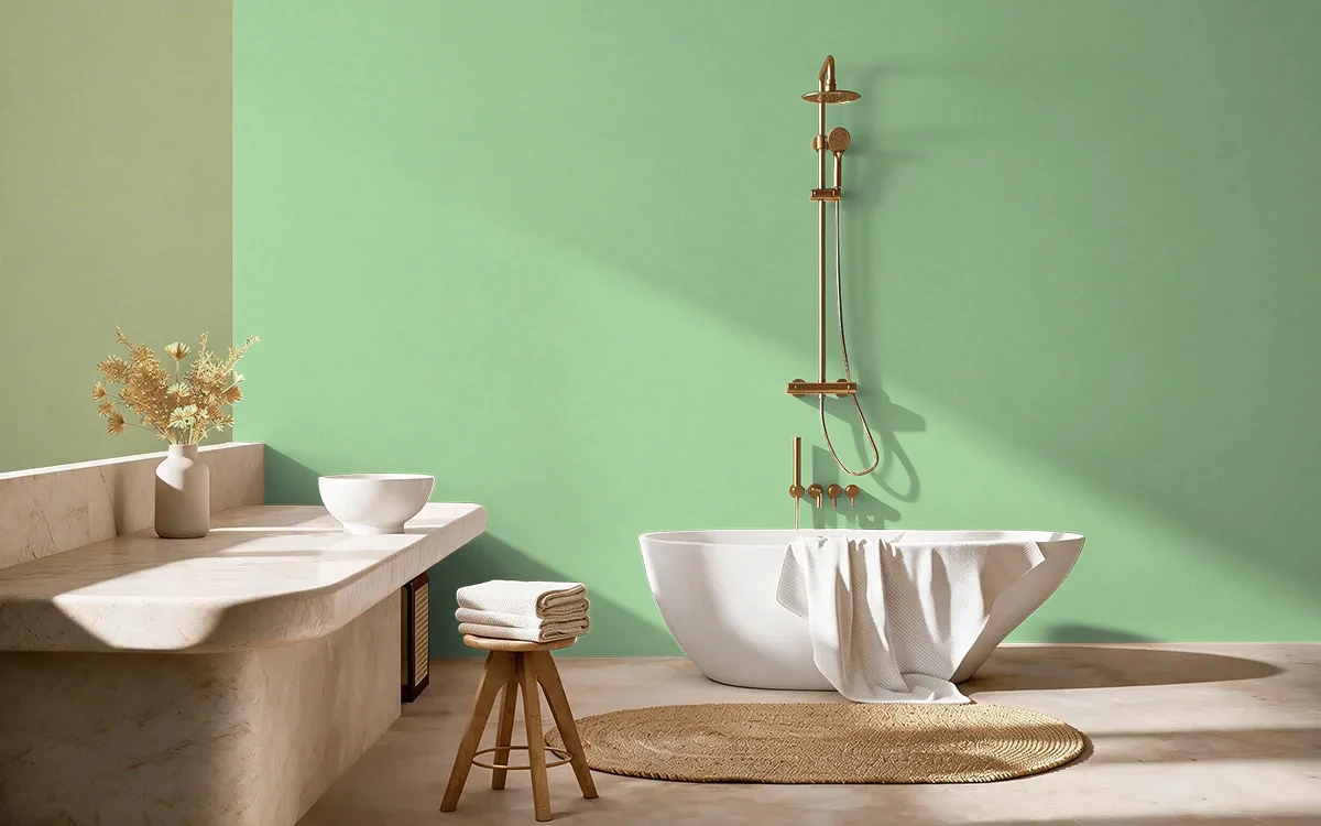 Nippon Paint's SWEET KIWI color on different wall surfaces.