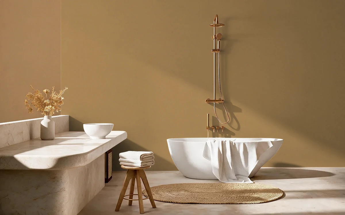 Nippon Paint's SWEET MANUKA color on different wall surfaces.