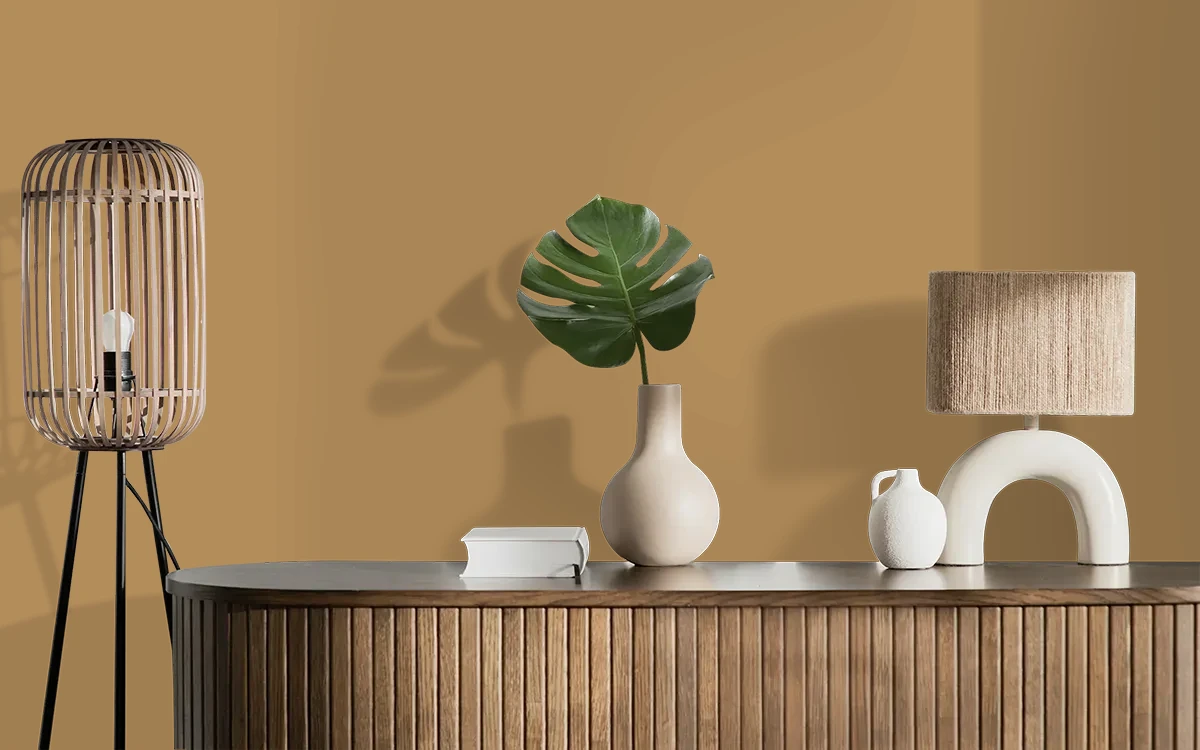 Nippon Paint's SWEET MANUKA color on different wall surfaces.