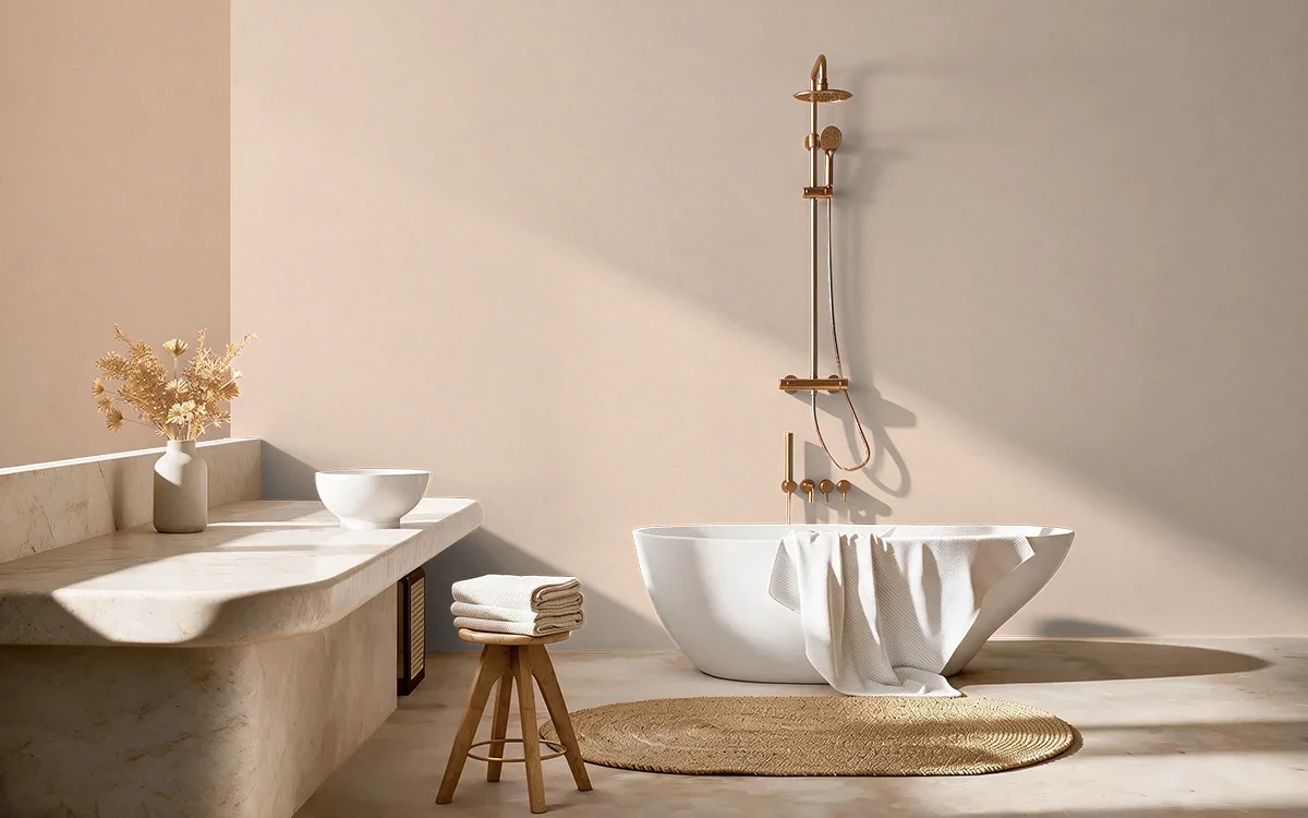 Nippon Paint's SWEET PEACH color on different wall surfaces.