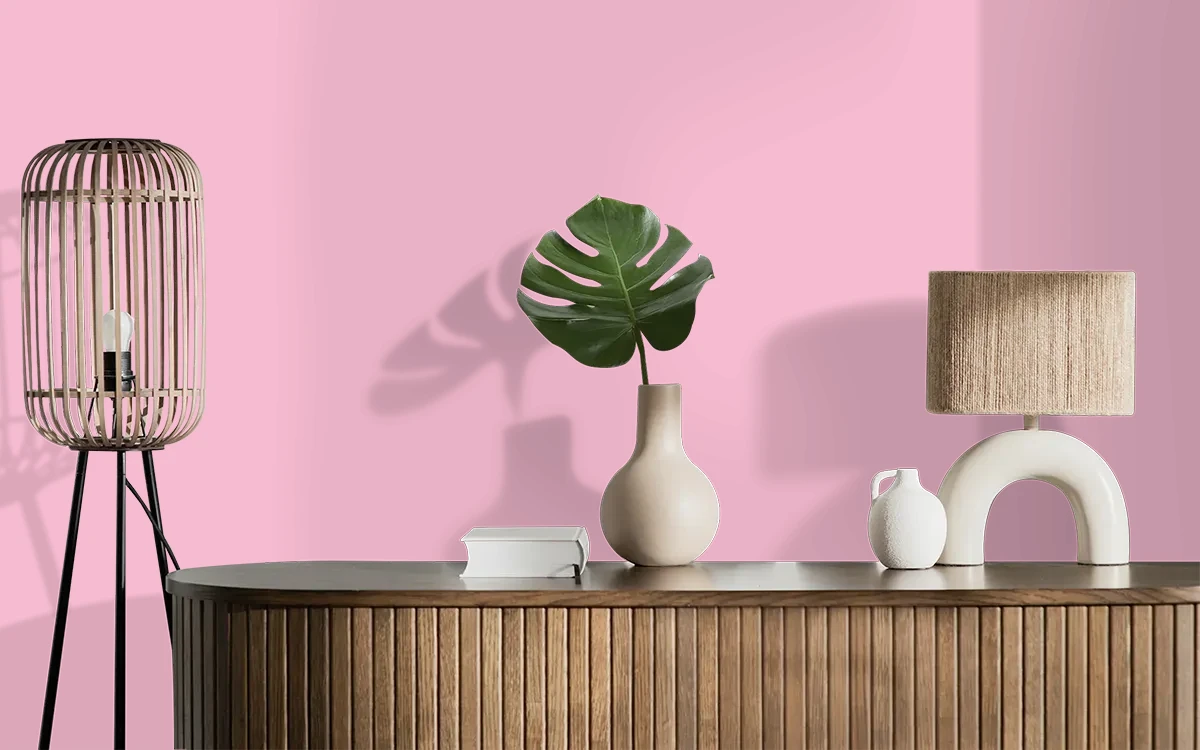 Nippon Paint's SWEETHEARTS color on different wall surfaces.