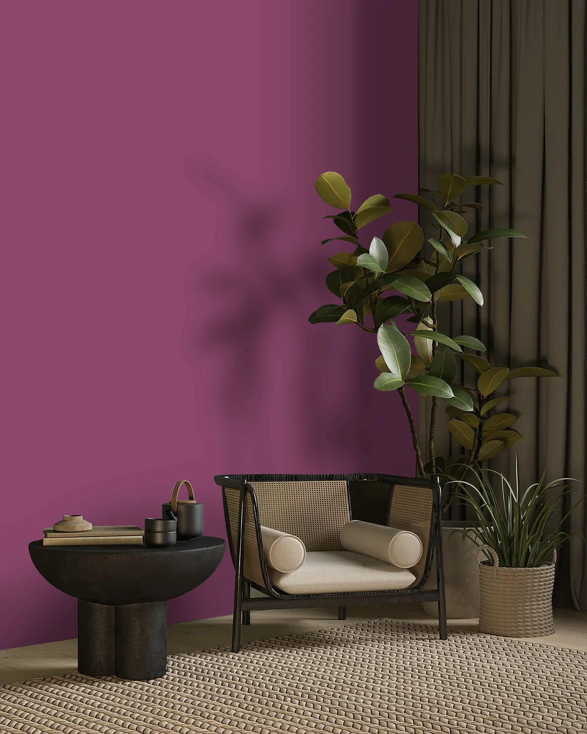 Nippon Paint's SWELTERING PINK color on a beautifully decorated wall.
