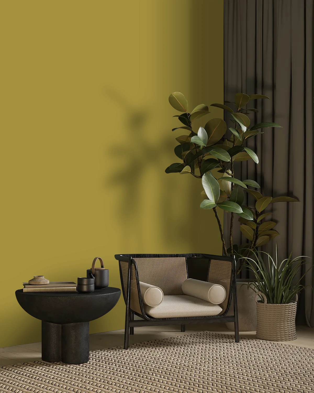 Nippon Paint's SWINGING PALMS color on a beautifully decorated wall.