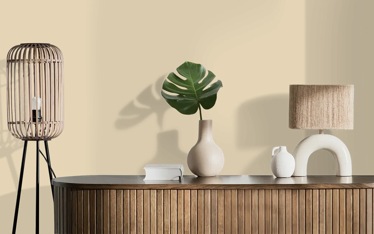 Nippon Paint's TANGERINE RADIANCE color on different wall surfaces.
