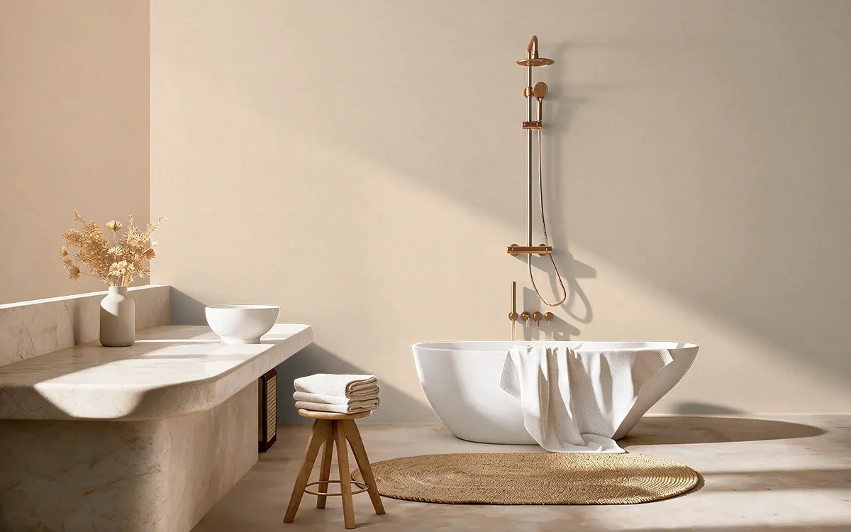 Nippon Paint's TANGY TEMPTATION color on different wall surfaces.