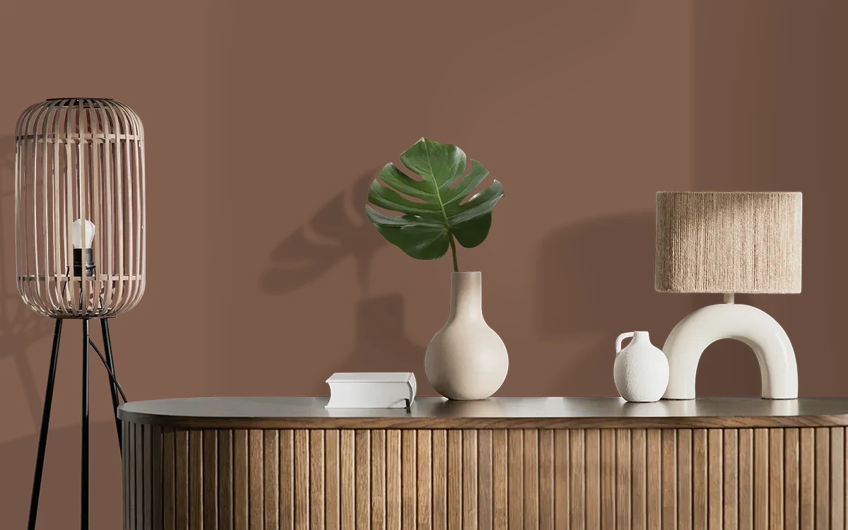 Nippon Paint's TAWNY TAN color on different wall surfaces.