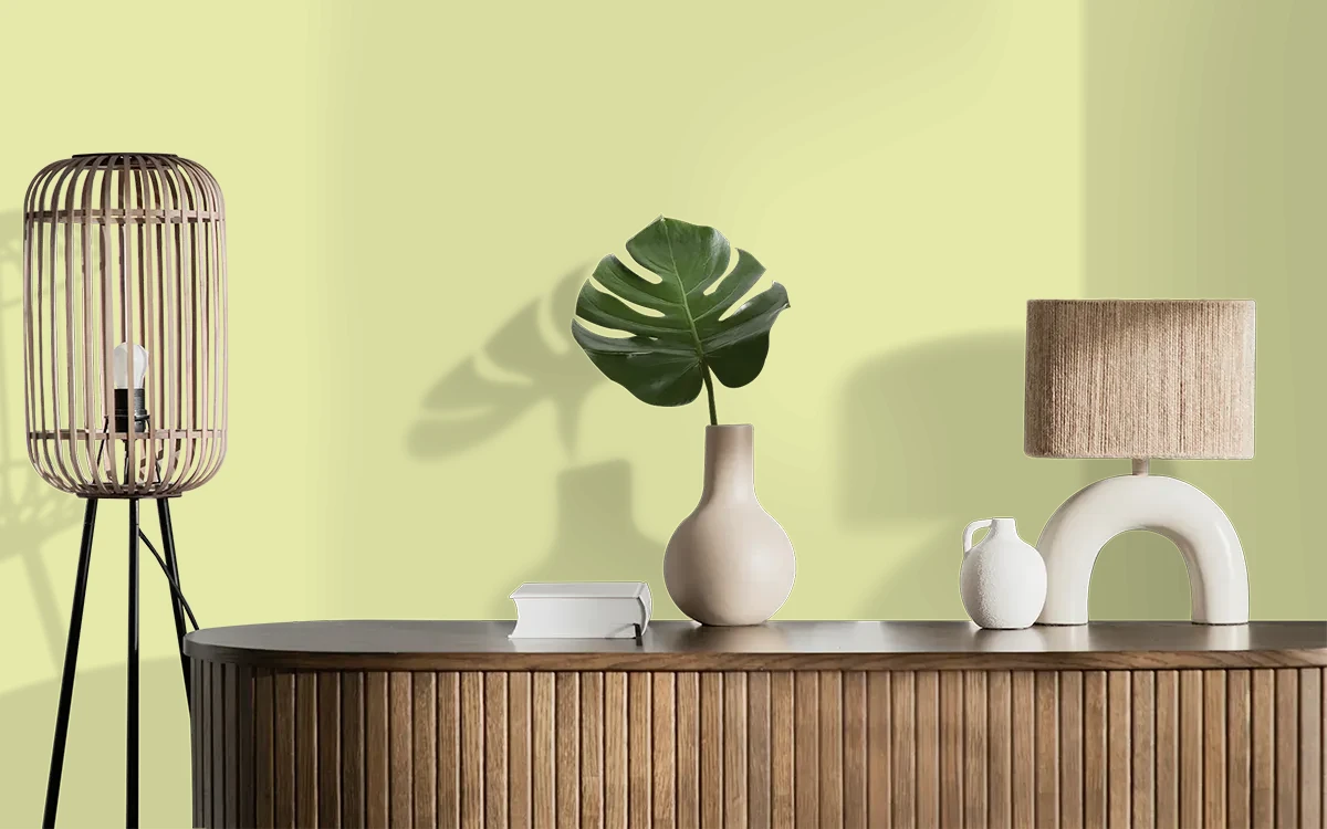 Nippon Paint's TEA PARLOUR color on different wall surfaces.