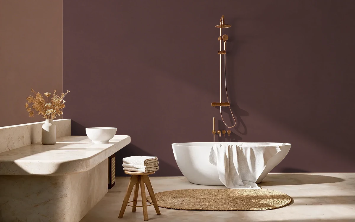 Nippon Paint's TEMPEST BROWN color on different wall surfaces.