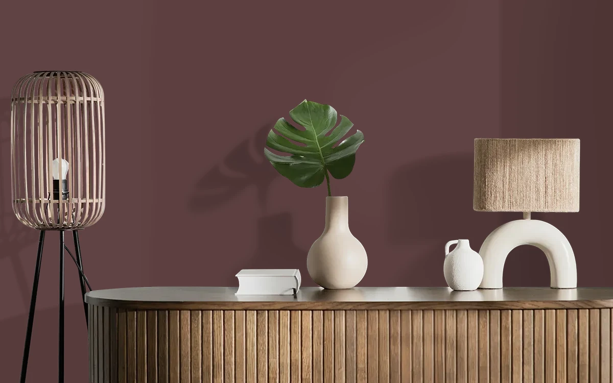 Nippon Paint's TEMPEST BROWN color on different wall surfaces.
