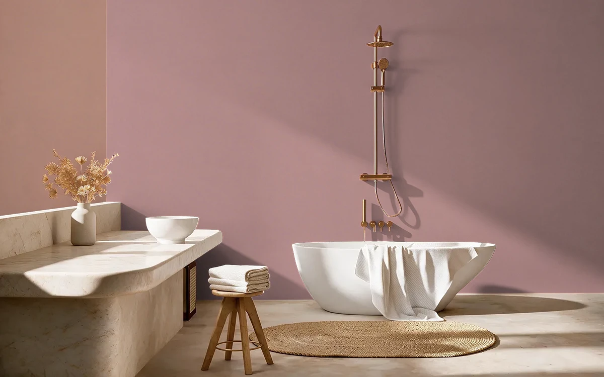 Nippon Paint's TERRACOTTA STONE color on different wall surfaces.